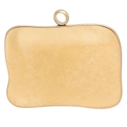 Rectangle pendant 19x21mm with eye pattern and rhinestones 304 stainless steel Gilded - Multicolored