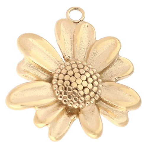 21 mm Daisy Flower Pendant - 304 Gold Stainless Steel x1