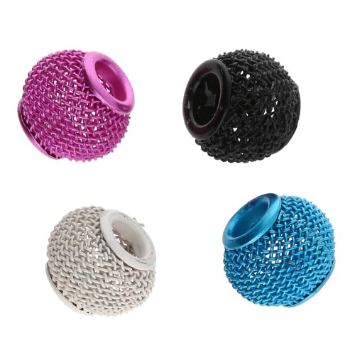 Gift - Round beads flattened metallic mesh 12 mm - Random color x10