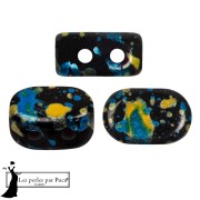 Lipsi® glass beads by Puca® 4x6 mm - Enamel Blue Yellow x10g