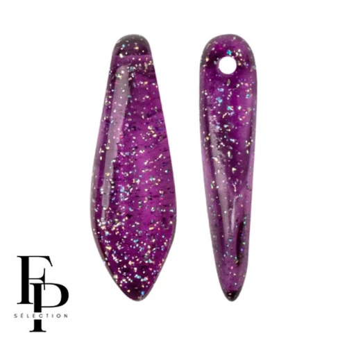 Glass Daggers beads 5x16 mm - Transparent Constellation Amethyst x25