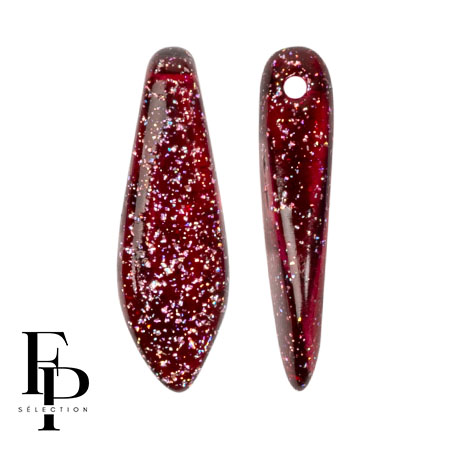 Glass Daggers beads 5x16 mm - Transparent Constellation Garnet x25