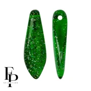 Glass Daggers beads 5x16 mm - Transparent Constellation Green x25