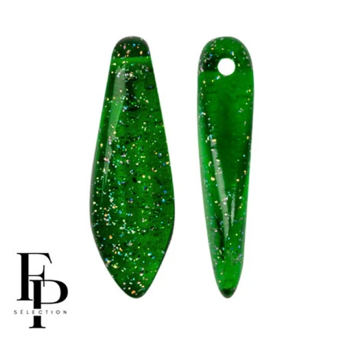 Glass Daggers beads 5x16 mm - Transparent Constellation Green x25