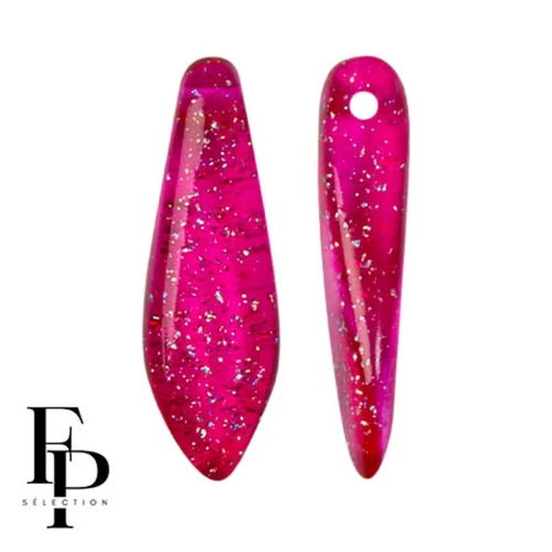 Glass Daggers beads 5x16 mm - Transparent Constellation Rose Fuchsia x25