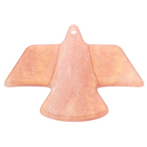 25x35.5 mm Acetate Eagle Pendant - Marbled Peach Gold Glitter x1