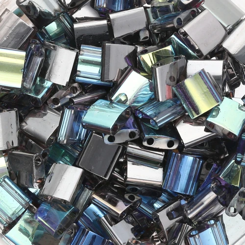 Miyuki Tila Beads 5x5x1.9 mm TL-55024 - Crystal Graphite Rainbow x10g