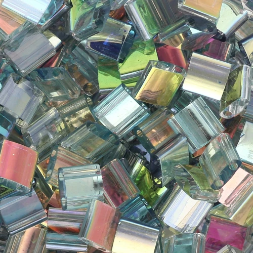 Miyuki Tila Beads 5x5x1.9 mm TL-55025 - Crystal Blue Rainbow x10g