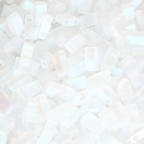 Miyuki Half Tila Beads 5x2.3x1.9mm HTL-55107 - Crystal AB Full Mat x10g