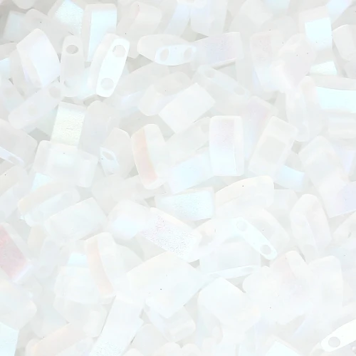Miyuki Half Tila Beads 5x2.3x1.9mm HTL-55107 - Crystal AB Full Mat x10g