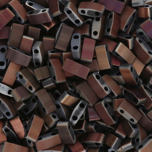 Miyuki Half Tila Beads 5x2.3x1.9mm HTL-55111 - Black Valentinite Full Mat x10g