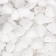 Two holes Czech glass beads Nib-Bit 6x5 mm - Opaque White x10g