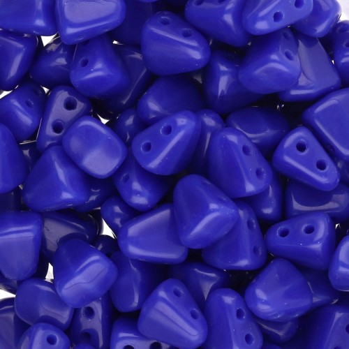 Two holes Czech glass beads Nib-Bit 6x5 mm - Opaque Blue x10g