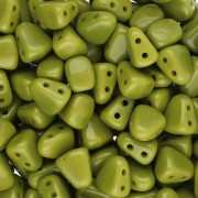 Two holes Czech glass beads Nib-Bit 6x5 mm - Opaque Olivine x10g
