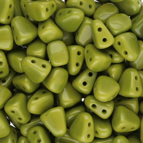 Two holes Czech glass beads Nib-Bit 6x5 mm - Opaque Olivine x10g