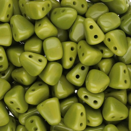 Two holes Czech glass beads Nib-Bit 6x5 mm - Opaque Olivine x10g