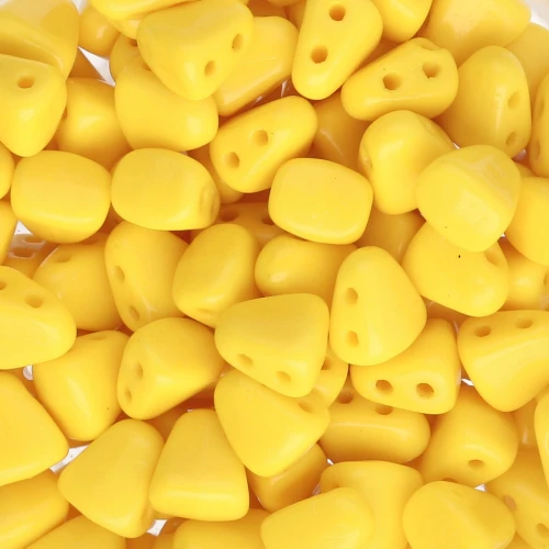 Two holes Czech glass beads Nib-Bit 6x5 mm - Opaque Yellow x10g