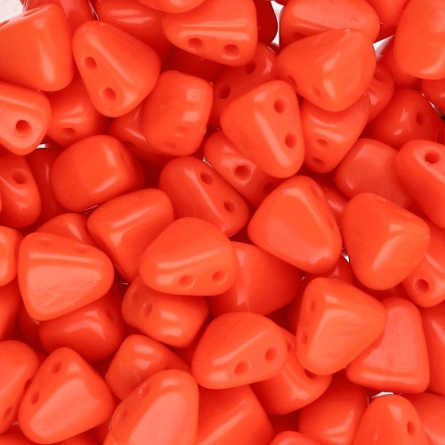 Two holes Czech glass beads Nib-Bit 6x5 mm - Opaque Light Red x10g