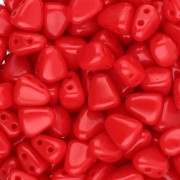 Two holes Czech glass beads Nib-Bit 6x5 mm - Opaque Red Corail x10g