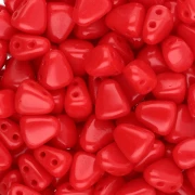 Two holes Czech glass beads Nib-Bit 6x5 mm - Opaque Red Corail x10g