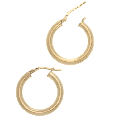 Smooth round hoop earrings 21 mm - Wire 3 mm - 925 Sterling Silver Fine gold plated x2