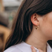 Smooth round hoop earrings 21 mm - Wire 3 mm - 925 Sterling Silver Fine gold plated x2