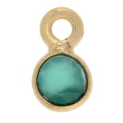 Round faceted 5 mm gemstone charm - Green onyx - Fine gold plated x1