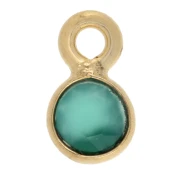 Round faceted 5 mm gemstone charm - Green onyx - Fine gold plated x1