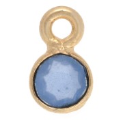 5 mm round faceted gemstone charm - Blue Chalcedony - Fine gold plated x1