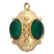 Ethnic pendant 21x18 mm - Green onyx - Fine gold plated x1|raw }}