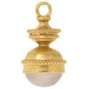 Lantern Pendant, 27x14 mm Gemstone - Rose Quartz - Fine gold plated x1