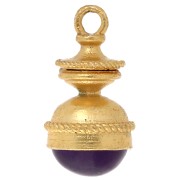 Lantern Pendant, 27x14 mm Gemstone - Amethyst - Fine gold plated x1