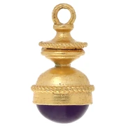 Lantern Pendant, 27x14 mm Gemstone - Amethyst - Fine gold plated x1