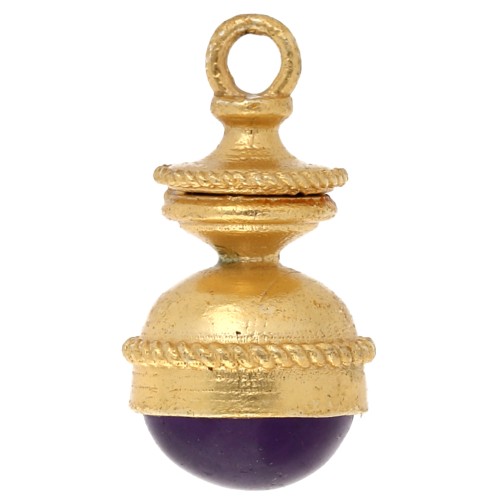 Lantern Pendant, 27x14 mm Gemstone - Amethyst - Fine gold plated x1
