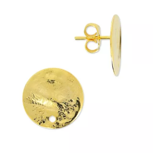 Stud earrings with a hole 10 mm fine Gold plated x2