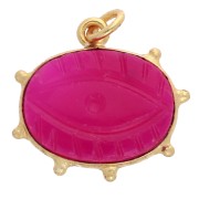 Pendant eye 17.5x20 mm colored gemstone - Fine gold plated - Rose chalcedony|raw }}