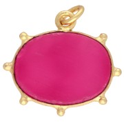 Pendant eye 17.5x20 mm colored gemstone - Fine gold plated - Rose chalcedony