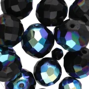 Bohemian beads set - Mix faceted beads - Black Metallic n°2 x50g