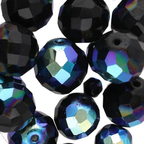 Bohemian beads set - Mix faceted beads - Black Metallic n°2 x50g