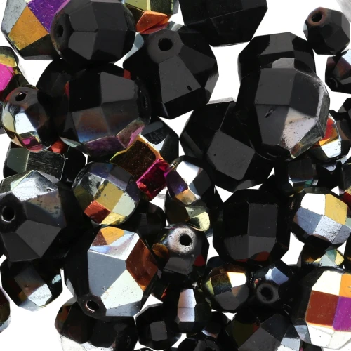 Bohemian beads assortment - Mix faceted beads - Black Metallic n°1 x50g