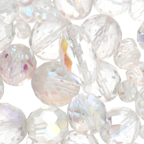Bohemian beads assortment - Mix faceted beads - Crystal Metallic x50g