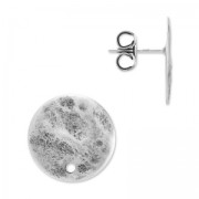 Stud earrings with a hole 10mm old silver tone x2|raw }}
