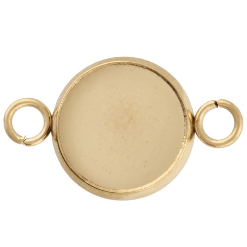 Open ring crimp for 10 mm flat bottom cabochon in gold-plated stainless steel x1
