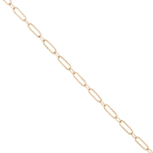 Alternating oval link chain (1x1) textured 4 mm 304 stainless steel gold x50cm