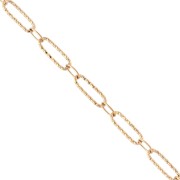 Alternating oval link chain (1x1) textured 4 mm 304 stainless steel gold x50cm