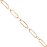 Alternating oval link chain (1x1) textured 4 mm 304 stainless steel gold x50cm