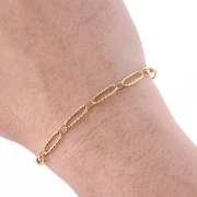 Alternating oval link chain (1x1) textured 4 mm 304 stainless steel gold x50cm