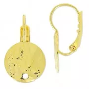 Stud Leverback earrings with a hole 12mm fine Gold plated x2