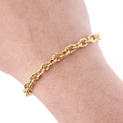 Trace textured mesh chain 6 mm - Stainless steel 304 Gold x50cm