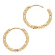 Hammered round hoop 16 mm - Wire 2 mm - 304L Gilded Stainless Steel x2